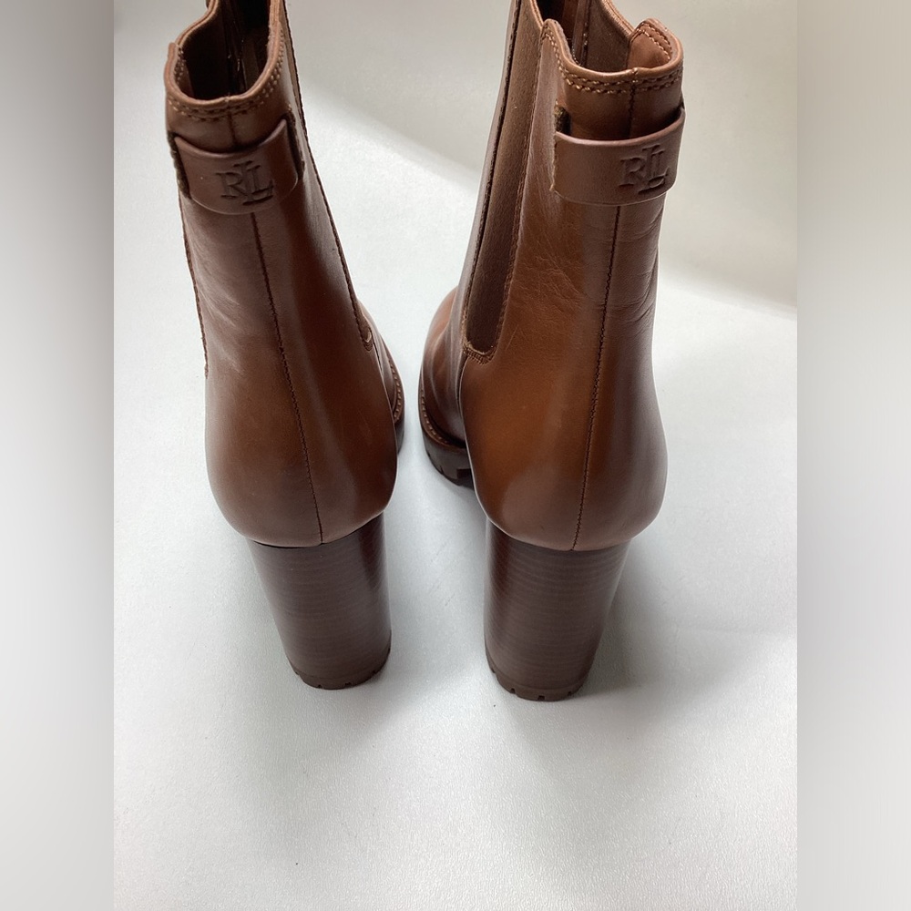 Ralph Lauren Myla Cognac Leather Bootie - Picture 7 of 11